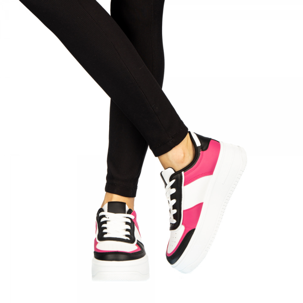 Γυναικεία αθλητικά παπούτσια Biona λευκά με ροζ, 3 - Kalapod.gr